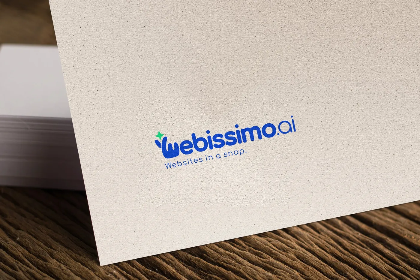 Barevné logo Webissimo.ai na přírodním papíru